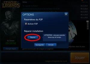 Réparer l'installation de League of Legends Réparer l'installation de League of Legends