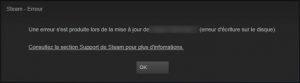 Steam erreur d'écriture sur le disque Steam erreur d'écriture sur le disque