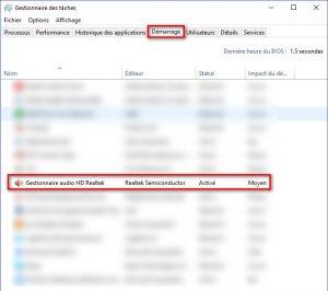 Désactiver le Gestionnaire audio HD Realtek