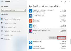 Désinstaller le pilote de votre pavé tactile Désinstaller le pilote de votre pavé tactile
