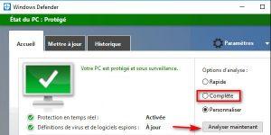 Effectuer une analyse complète avec Windows Defender