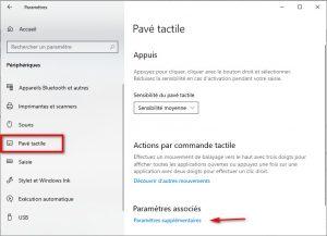 Paramètres du pavé tactile