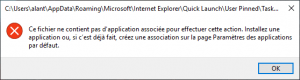 Ce fichier ne contient pas d'application associée pour effectuer cette action