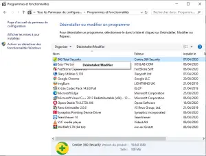 Désinstaller l'antivirus 360 Total Security