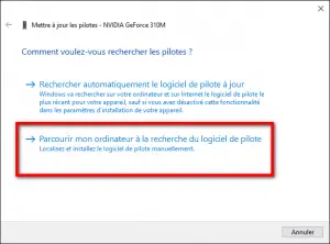 Installer manuellement la mise à jour du pilote de la carte graphique NVIDIA