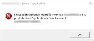 l'exception logicielle inconnue 0xe0434352