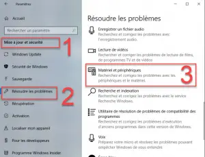 Outil de Résolution des problèmes matériel et périphériques