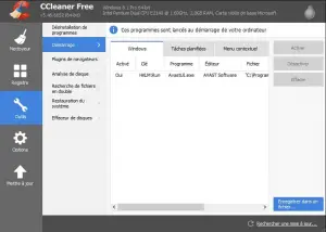 Supprimez toute entrée suspecte du démarrage sur Ccleaner