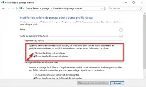 Activer la découverte de réseau