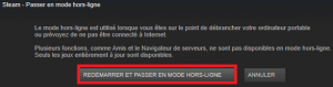 Démarrer Steam en mode hors ligne