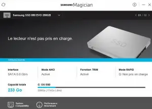 Samsung Magician « le lecteur n'est pas pris en charge »