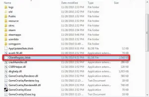 Где находится файл clientregistry blob в стиме