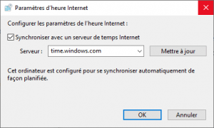 Synchroniser la date et l'heure avec un serveur de temps Internet