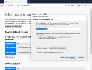 Créer un nouveau profil Firefox