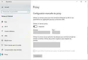 Désactiver le serveur Proxy