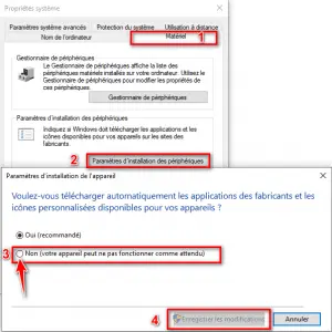 Désactiver l'option de télécharger automatiquement les applications des fabricants et les icones personnalisées disponible