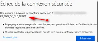 L'erreur PR_END_OF_FILE_ERROR sur Mozilla Firefox