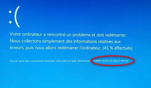 L'erreur Thread Stuck In Device Driver