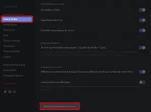 Réinitialiser les paramètres vocaux de Discord