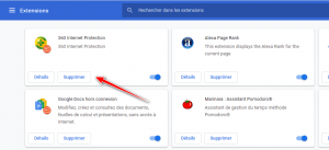 Supprimer une extensions Sur Google Chrome