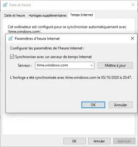 Synchroniser avec un serveur de temps Internet Synchroniser avec un serveur de temps Internet