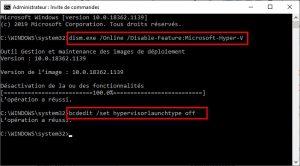 Désactiver l'Hyper-V de Microsoft