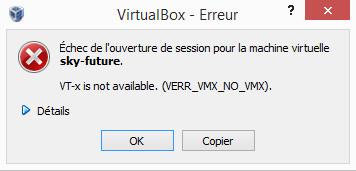 Erreur VT-x is not available. (VERR_VMX_NO_VMX)