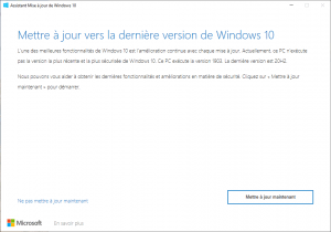 L'assistant Mise à jour de Windows 10