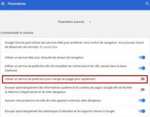 Utiliser un service de prédiction pour charger les pages plus rapidement pour Google Chrome