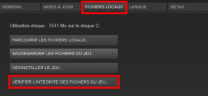 VÉRIFIER L'INTÉGRITÉ DES FICHIERS DE JEU