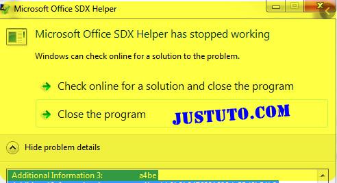 utilisation élevée du CPU par Microsoft Office SDX Helper