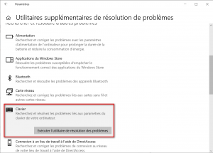 Exécuter l'utilitaire de résolution des problèmes de Clavier