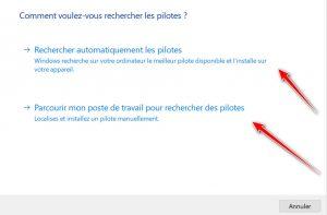 Choisir de mettre à jour le pilote soit automatiquement ou manuellement