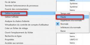 Définir la priorité à Haute