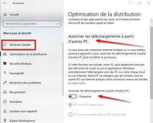 Désactiver les téléchargements à partir d'autres PC