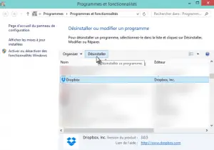 Désinstaller l'application Dropbox