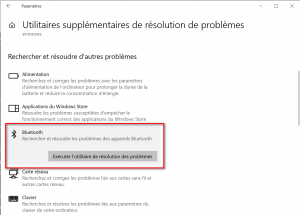 Exécuter la fonction de résolution des problèmes Bluetooth