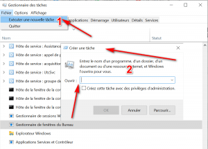 Exécuter une nouvelle tâche dans le gestionnaire de tâches