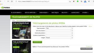 Télécharger les pilotes via le site officiel de NVIDIA