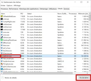 Terminer la tâche de l'explorateur Windows 
