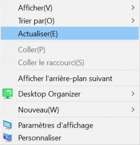 Actualiser le bureau
