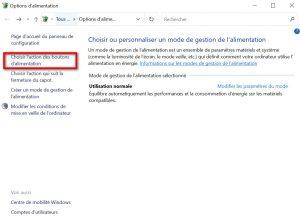 Choisir les actions des boutons d'alimentation