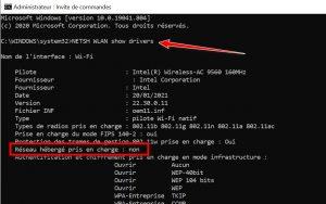 La commande NETSH WLAN show drivers