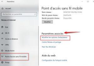 Modifier les options de l'adaptateur