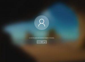Mot de passe Windows 10 non reconnu 