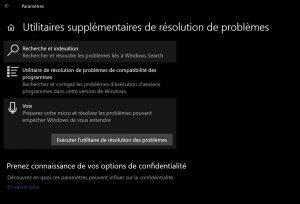 Exécuter l'utilitaire de résolution des problèmes Voix